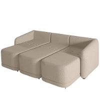 Sofá Cama Para Sala De Estar 3 Lugares 306cm Montserrat K01 Linho Bege - Lyam Decor - 3