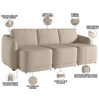 Sofá Cama Para Sala De Estar 3 Lugares 306cm Montserrat K01 Linho Bege - Lyam Decor - 8