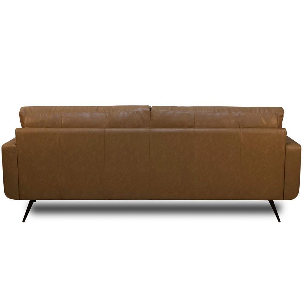 Sofá 3 Lugares Para Sala De Estar Living Industrial 223cm Dijon L06 Couro Camel - Lyam Decor - 2