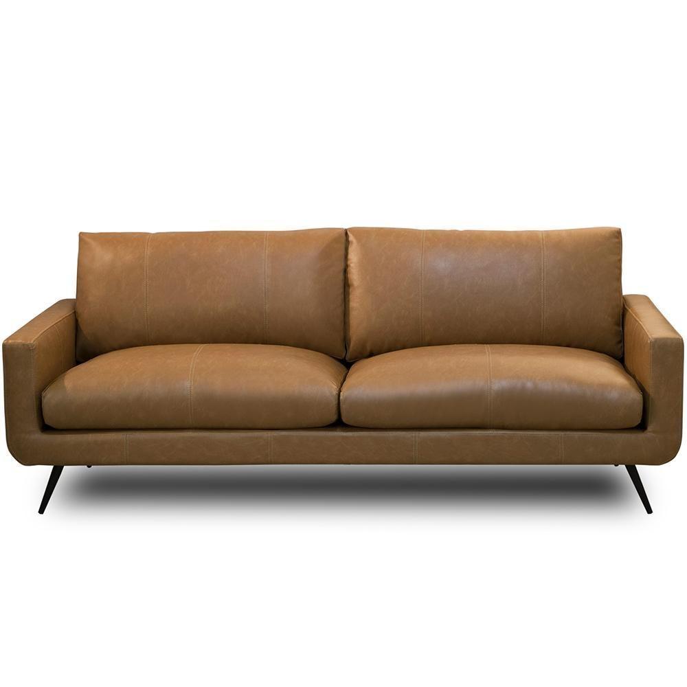 Sofá 3 Lugares Para Sala De Estar Living Industrial 223cm Dijon L06 Couro Camel - Lyam Decor - 5