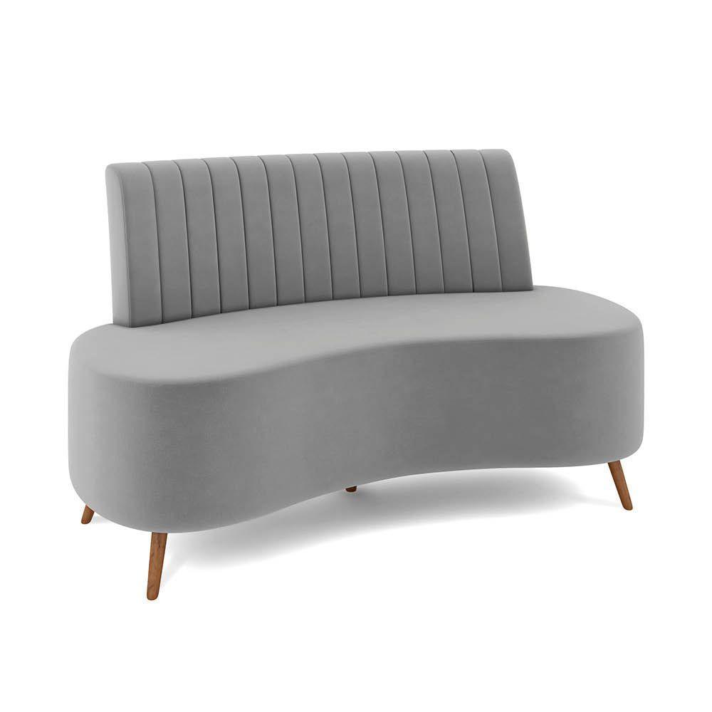 Sofá 2 Lugares Living 160cm Pé Palito Maraú Veludo K01 - D'rossi Cor Cinza - 1