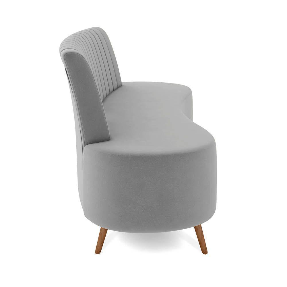 Sofá 2 Lugares Living 160cm Pé Palito Maraú Veludo K01 - D'rossi Cor Cinza - 3