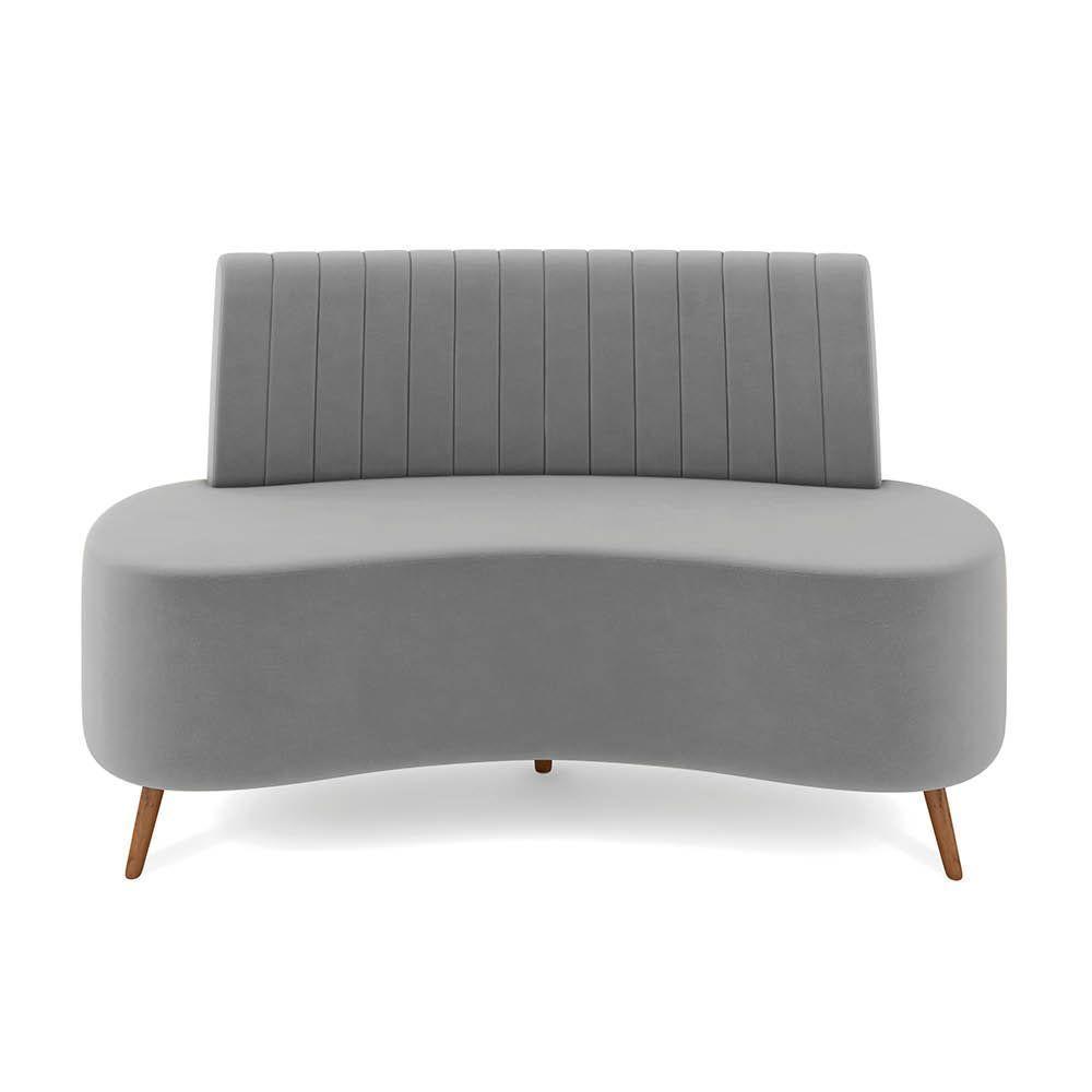 Sofá 2 Lugares Living 160cm Pé Palito Maraú Veludo K01 - D'rossi Cor Cinza - 5