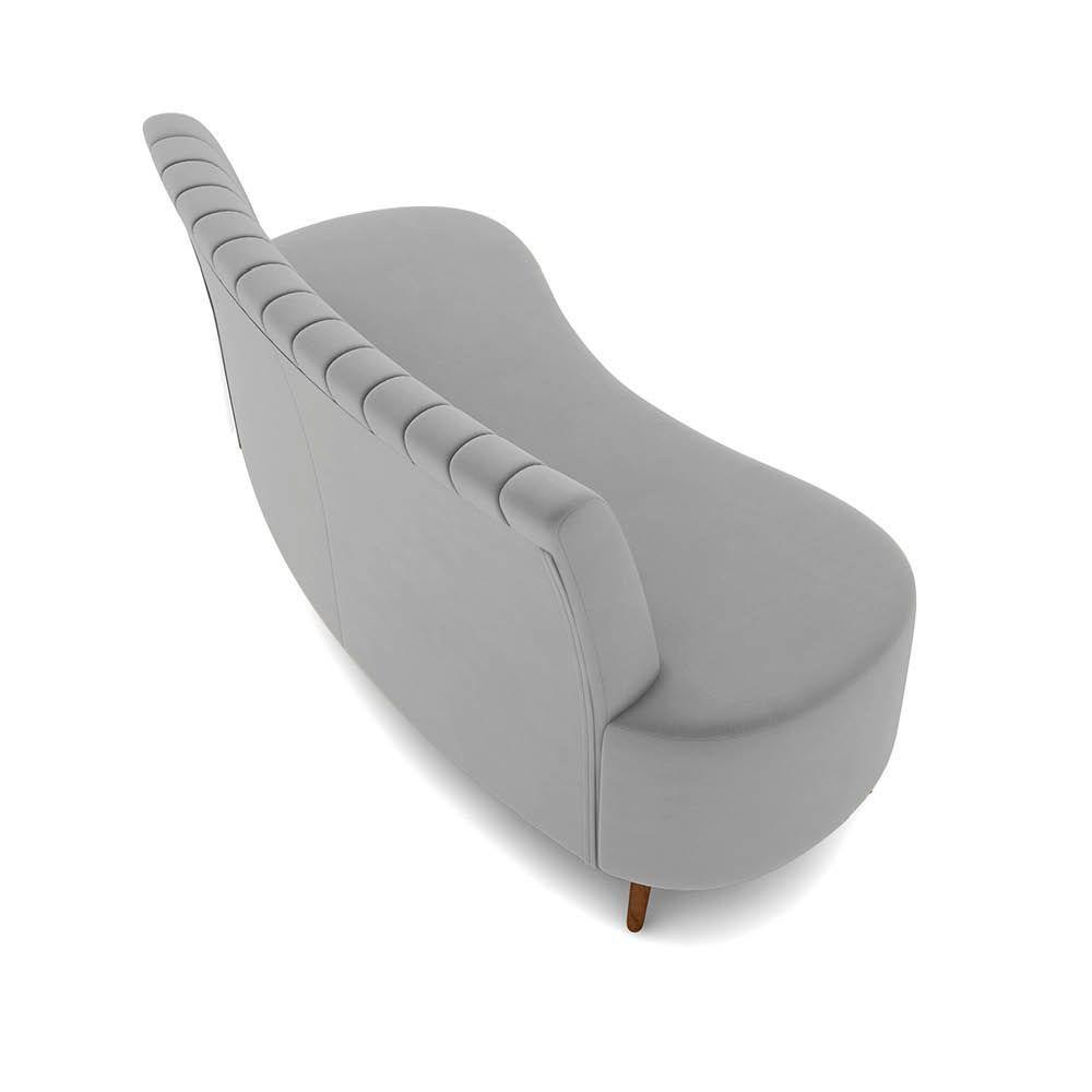 Sofá 2 Lugares Living 160cm Pé Palito Maraú Veludo K01 - D'rossi Cor Cinza - 7