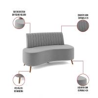 Sofá 2 Lugares Living 160cm Pé Palito Maraú Veludo K01 - D'rossi Cor Cinza - 2