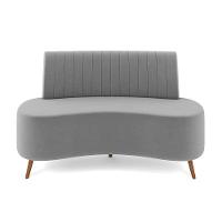 Sofá 2 Lugares Living 160cm Pé Palito Maraú Veludo K01 - D'rossi Cor Cinza - 5