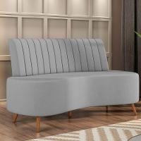 Sofá 2 Lugares Living 160cm Pé Palito Maraú Veludo K01 - D'rossi Cor Cinza - 6