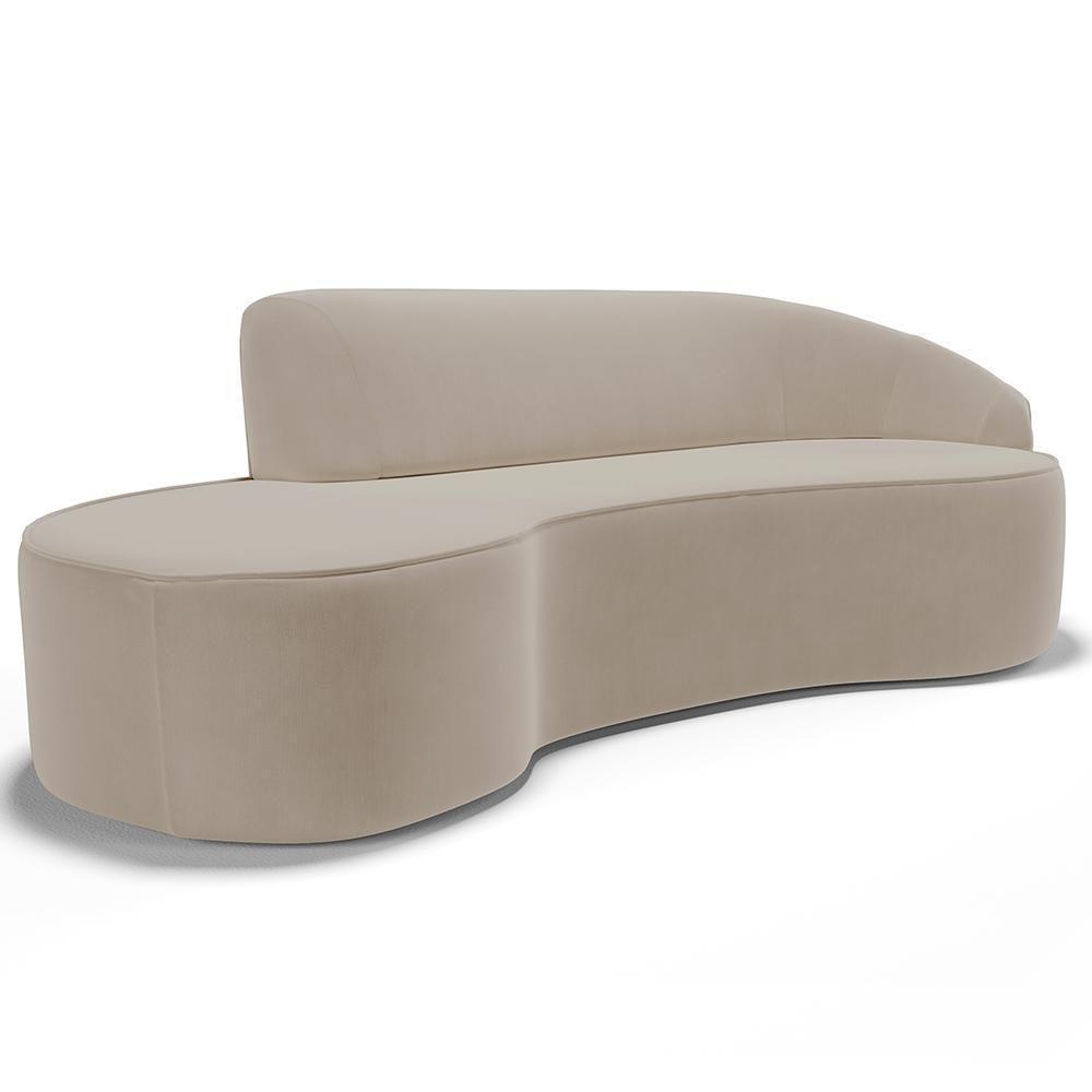 Sofá 3 Lugares Curvo Sala De Estar Living Firenze Direito D02 Veludo Champagne 230 Cm C-68 - Lyam - 1