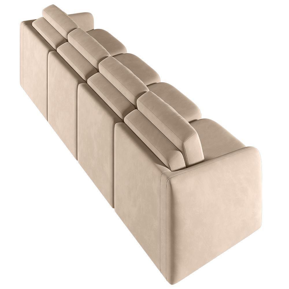 Sofá Cama Para Sala De Estar 4 Lugares 316cm Montserrat K01 Veludo Bege - Lyam Decor - 2