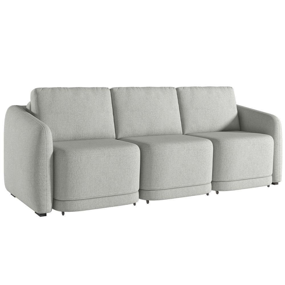 Sofá Cama Para Sala De Estar 3 Lugares 306cm Montserrat K01 Linho Cinza - Lyam Decor - 1