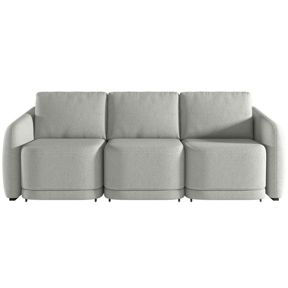 Sofá Cama Para Sala De Estar 3 Lugares 306cm Montserrat K01 Linho Cinza - Lyam Decor - 6