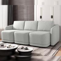 Sofá Cama Para Sala De Estar 3 Lugares 306cm Montserrat K01 Linho Cinza - Lyam Decor - 7