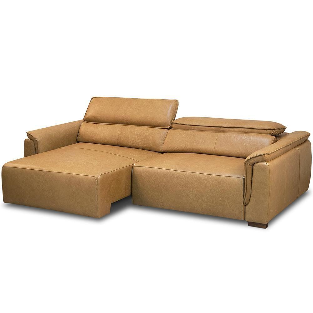 Sofá Retrátil Reclinável Para Sala 3 Lugares 240cm Livorno L06 Couro Camel - Lyam Decor - 3