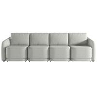 Sofá Cama Para Sala De Estar 4 Lugares 396cm Montserrat K01 Linho Cinza - Lyam Decor - 6