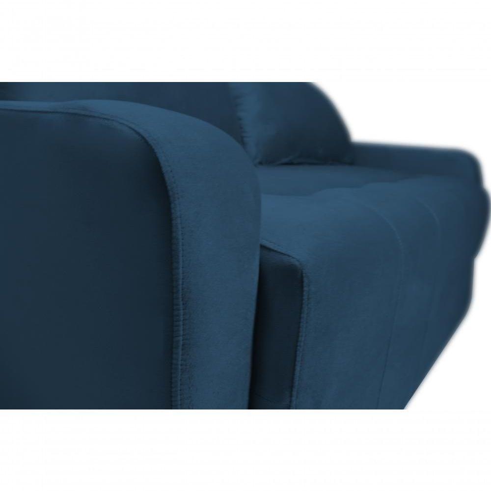 Sofá Cama Para Sala De Estar Amora New Veludo Matrix - Azul Azul - 2