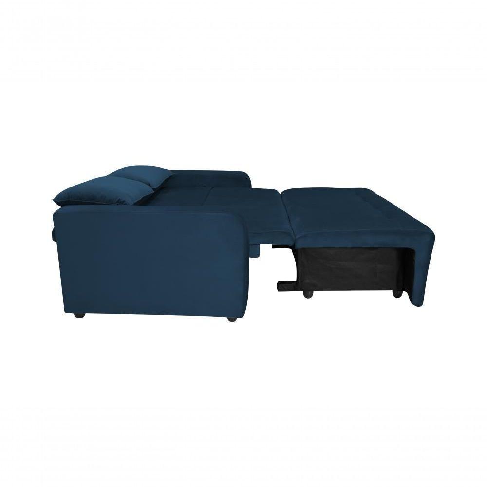 Sofá Cama Para Sala De Estar Amora New Veludo Matrix - Azul Azul - 4