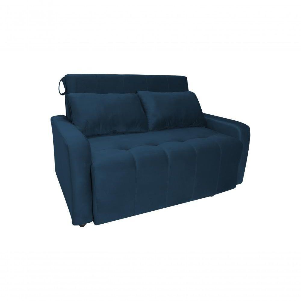 Sofá Cama Para Sala De Estar Amora New Veludo Matrix - Azul Azul - 7