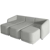 Sofá Cama Para Sala De Estar 3 Lugares 276cm Montserrat K01 Linho Cinza - Lyam Decor - 3