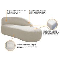 Kit Divã Luna 160cm Lado Direito E 02 Poltronas Base De Ferro Dourado Bouclé Bege - 5