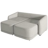 Sofá Cama Para Sala De Estar 2 Lugares 176cm Montserrat K01 Linho Cinza - Lyam Decor - 3