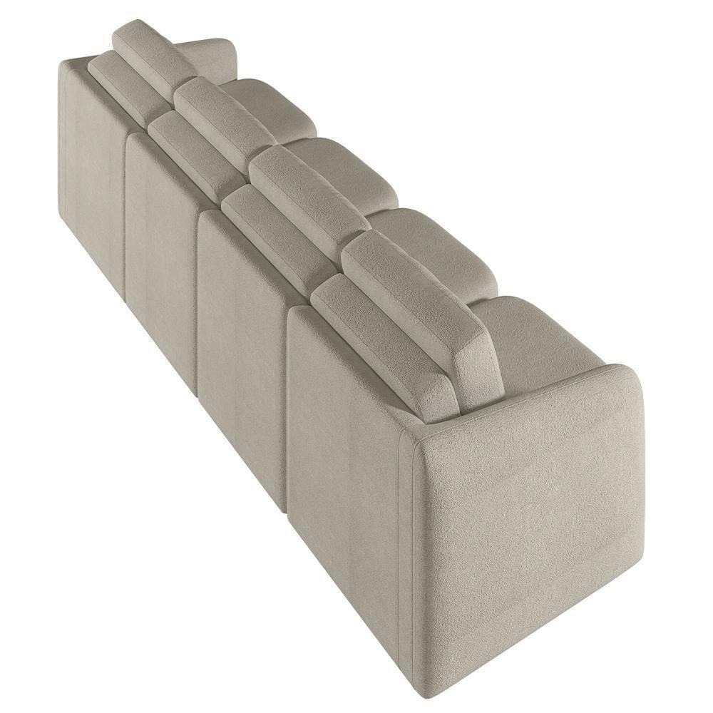 Sofá Cama Para Sala De Estar 4 Lugares 356cm Montserrat K01 Bouclê Bege - Lyam Decor - 2