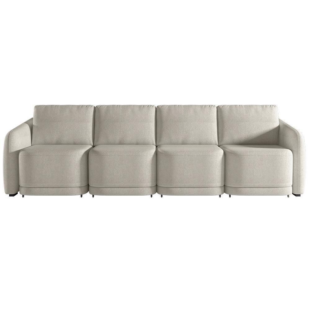 Sofá Cama Para Sala De Estar 4 Lugares 356cm Montserrat K01 Bouclê Bege - Lyam Decor - 6