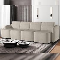 Sofá Cama Para Sala De Estar 4 Lugares 356cm Montserrat K01 Bouclê Bege - Lyam Decor - 7