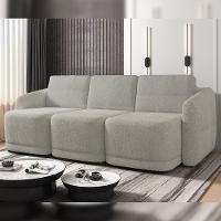 Sofá Cama Para Sala De Estar 3 Lugares 276cm Montserrat K01 Bouclê Bege - Lyam Decor - 7