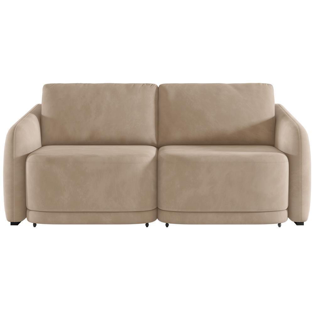 Sofá Cama Para Sala De Estar 2 Lugares 196cm Montserrat K01 Veludo Bege - Lyam Decor - 6