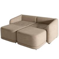 Sofá Cama Para Sala De Estar 2 Lugares 196cm Montserrat K01 Veludo Bege - Lyam Decor - 3