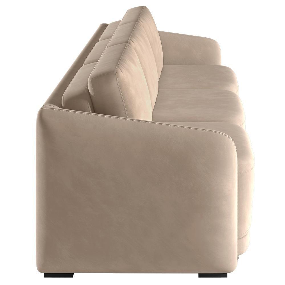 Sofá Cama Para Sala De Estar 3 Lugares 246cm Montserrat K01 Veludo Bege - Lyam Decor - 5