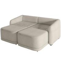 Sofá Cama Para Sala De Estar 3 Lugares 236cm Montserrat K01 Bouclê Bege - Lyam Decor - 3