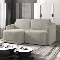 Sofá Cama Para Sala De Estar 3 Lugares 236cm Montserrat K01 Bouclê Bege - Lyam Decor - 7