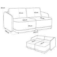 Sofá Cama Para Sala De Estar 3 Lugares 236cm Montserrat K01 Bouclê Bege - Lyam Decor - 8