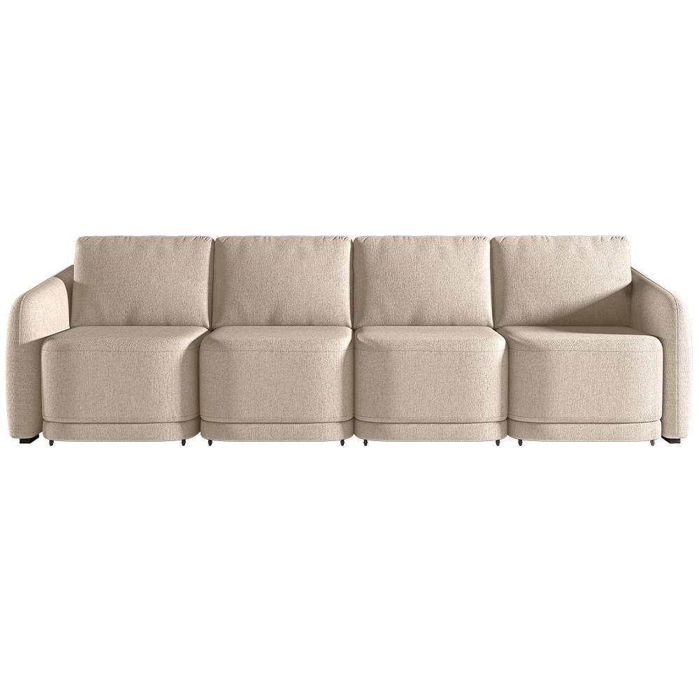 Sofá Cama Para Sala De Estar 5 Lugares 436cm Montserrat K01 Linho Bege - Lyam Decor - 6
