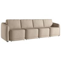 Sofá Cama Para Sala De Estar 5 Lugares 436cm Montserrat K01 Linho Bege - Lyam Decor - 1