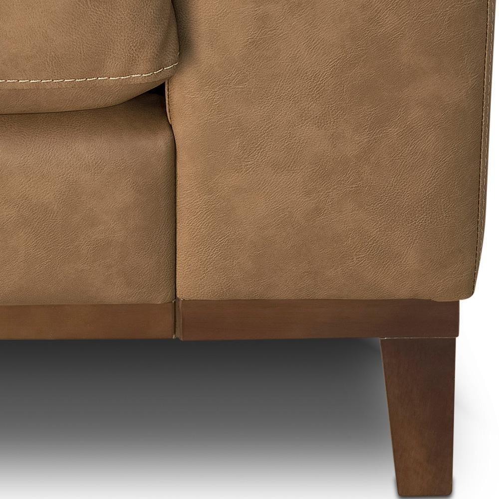 Sofá 3 Lugares Para Sala De Estar Living 240cm Cadore L06 Couro Camel - Lyam Decor - 4