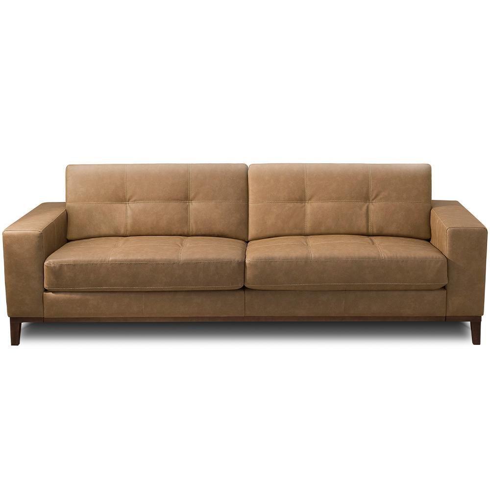 Sofá 3 Lugares Para Sala De Estar Living 240cm Cadore L06 Couro Camel - Lyam Decor - 6