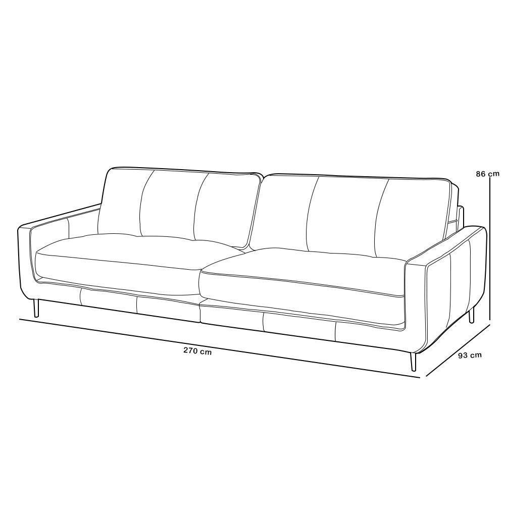 Sofá 3 Lugares Para Sala Living Industrial 270cm ávila L06 Couro Cinza Claro - Lyam Decor - 6