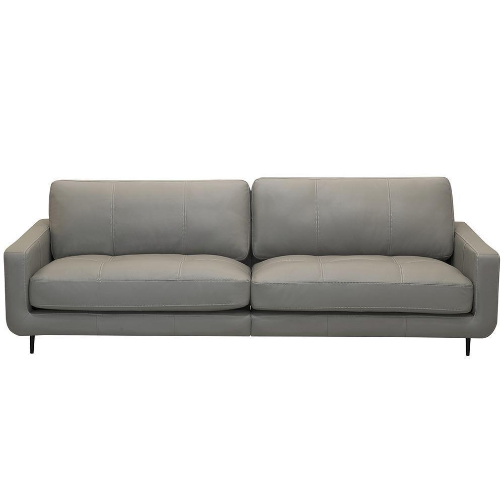 Sofá 3 Lugares Para Sala Living Industrial 270cm ávila L06 Couro Cinza Claro - Lyam Decor - 8