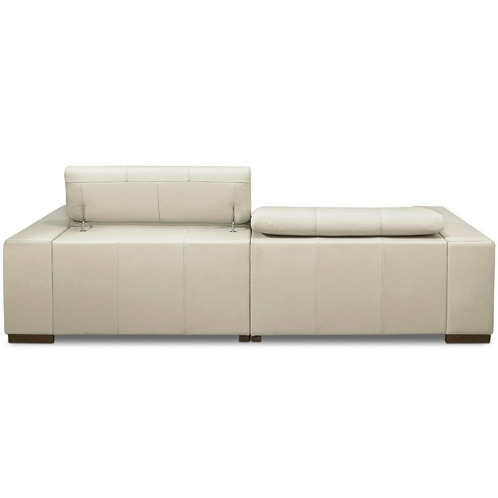 Sofá Retrátil Reclinável Para Sala 3 Lugares 230cm Bari L06 Couro Off White - Lyam Decor - 2