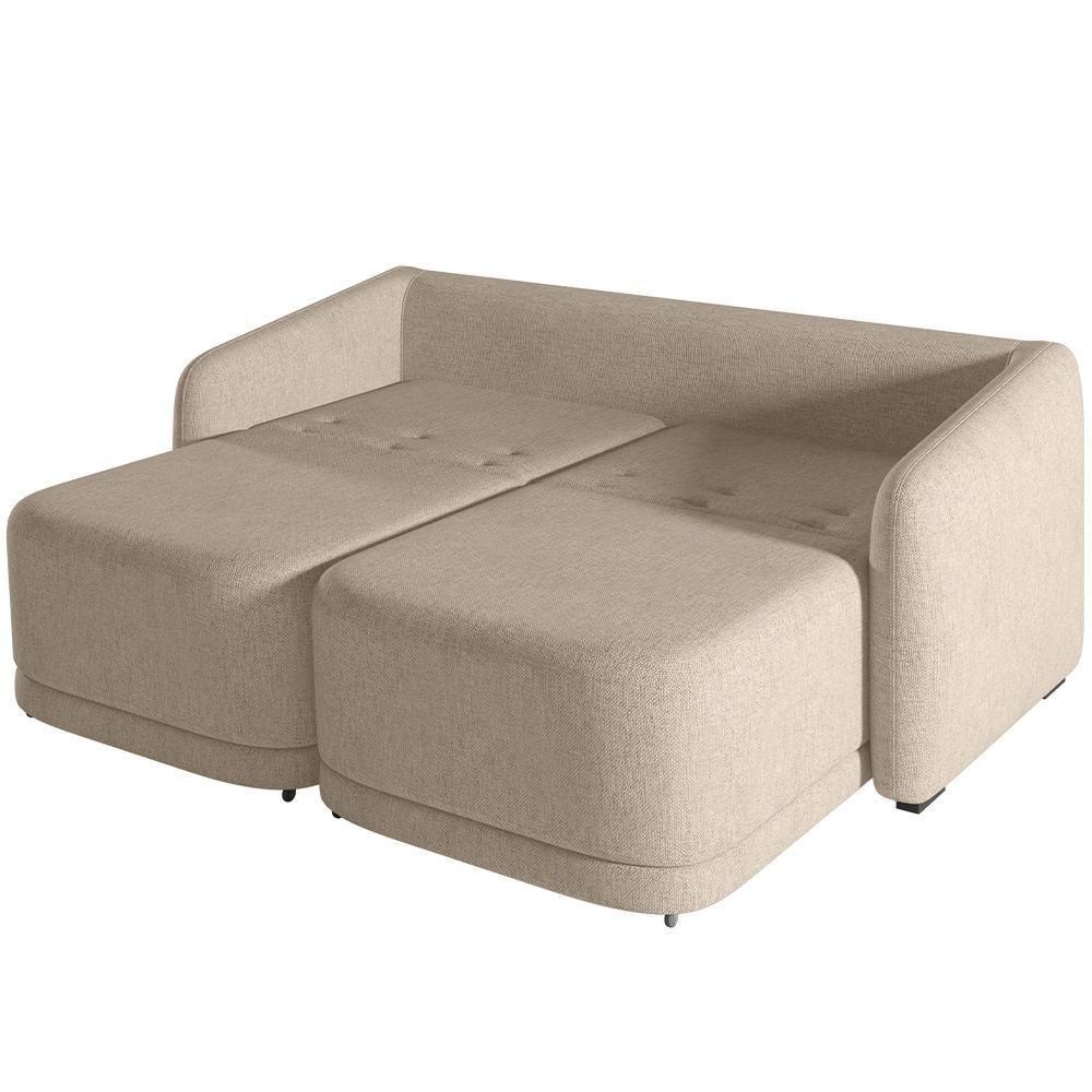 Sofá Cama Para Sala De Estar 2 Lugares 196cm Montserrat K01 Linho Bege - Lyam Decor - 3