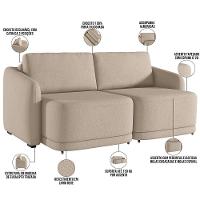 Sofá Cama Para Sala De Estar 2 Lugares 196cm Montserrat K01 Linho Bege - Lyam Decor - 8
