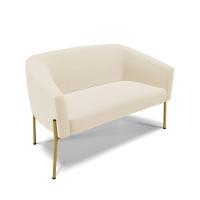 Sofá Namoradeira E Poltrona Pé De Ferro Dourado Stella Linho D03 - D'rossi Cor A19 Bege - 6