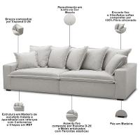 Sofá 2 Lugares Para Sala De Estar Living 200cm Arbane L06 Linho Mescla - Lyam Decor - 5