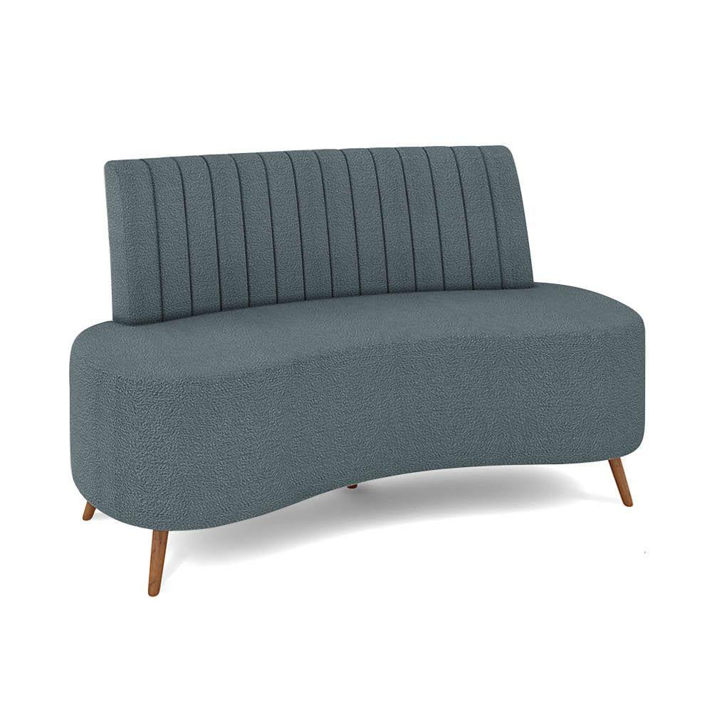 Sofá 2 Lugares Living 135cm Pé Palito Maraú Bouclê K01 - D'rossi Cor Azul - 1
