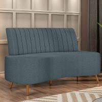 Sofá 2 Lugares Living 135cm Pé Palito Maraú Bouclê K01 - D'rossi Cor Azul - 6