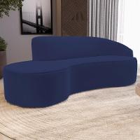 Sofá 4 Lugares Curvo Sala De Estar Living Firenze Direito D02 Veludo Azul Marinho 260 Cm C-304 - Lyam - 7