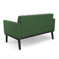 Sofá Namoradeira 2 Lugares Base De Madeira Preto Elisa Suede Verde D03 - D'rossi - 3