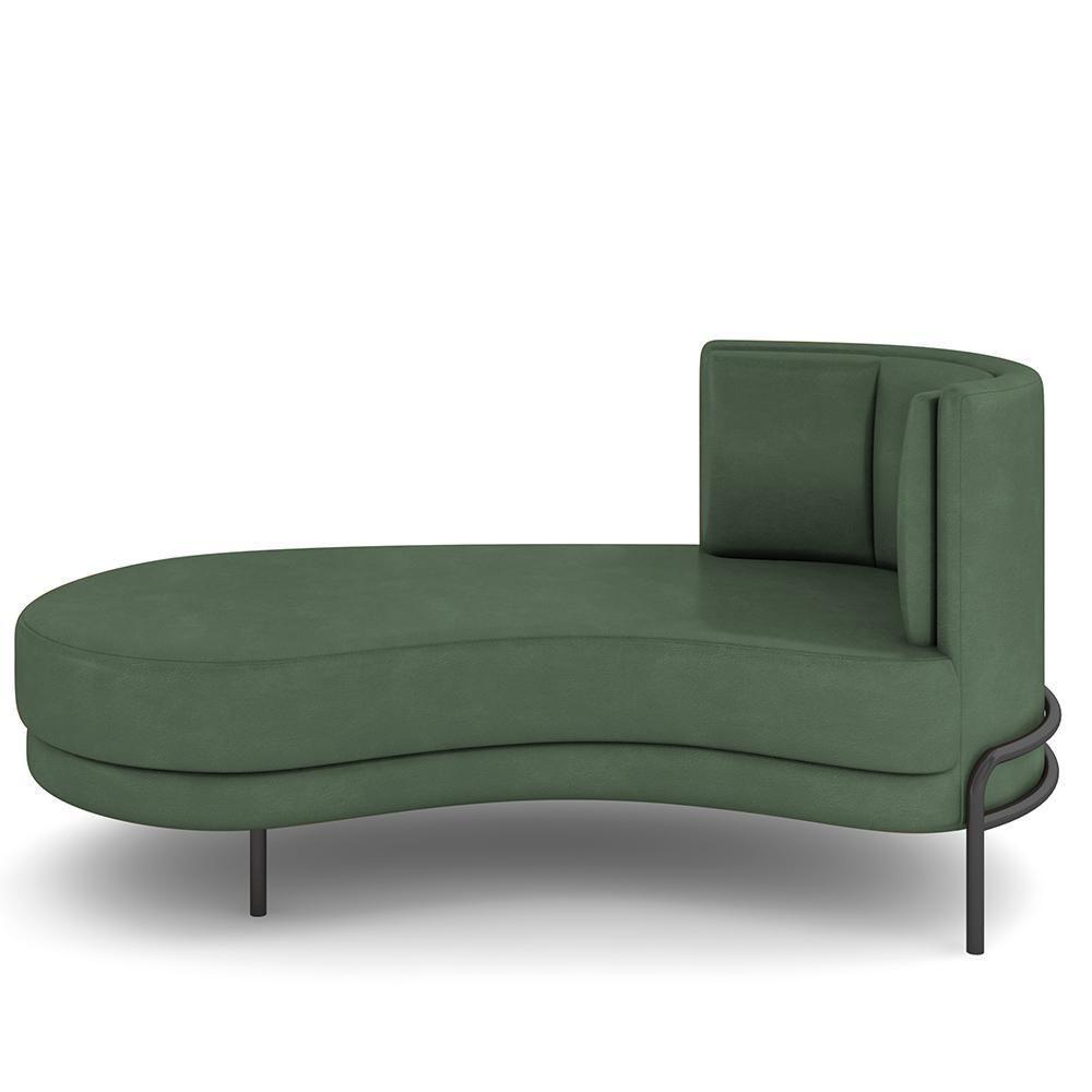 Sofá Chaise Longue Sala De Estar Living Lucca Esquerdo D02 Couríssimo Verde B-89 - Lyam Decor - 2